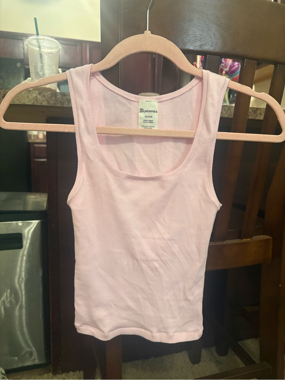 No Boundaries Pastel Pink Ribbed Scoop Neck Tank